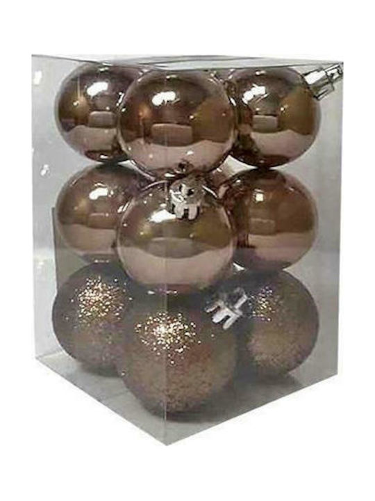 XMASfest Christmas Ball Ornament Brown 8x8cm 6pcs