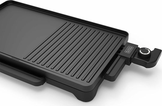 Black & Decker Griddle Tabletop Electric Grill Smooth and Ribbed Plate 2200W with Adjustable Thermostat 49cmx27cmcm