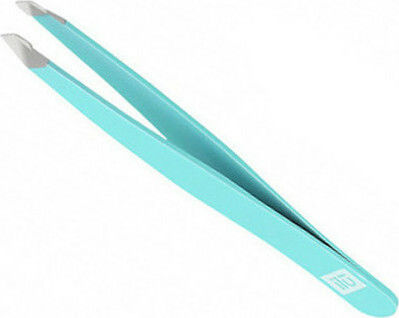 Ilu Eyebrow Tweezer with Curved Tip Slant Blue 9.6cm 1pcs