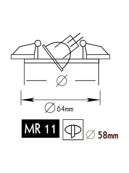 Aca Rund Metallisch Rahmen für Spots G4 MR11 verstellbar Gold 6.4x6.4cm.