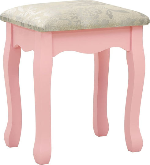 Bodenstehende Schminktisch Schlafzimmer Holz Rosa mit Spiegel & Hocker 90x40x146cm