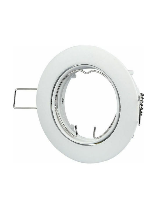 V-TAC Round Metallic Frame for Spot GU10 MR16 Adjustable in White color 8.2x8.2cm