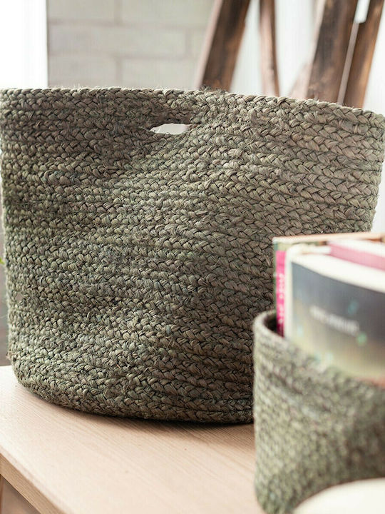 Gofis Home Odette Διακοσμητικό Καλάθι Ψάθινο Χακί 32x32x32εκ.