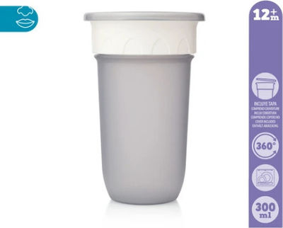 Kiokids 360° Toddler Plastic Cup 300ml for 12m+ Gray