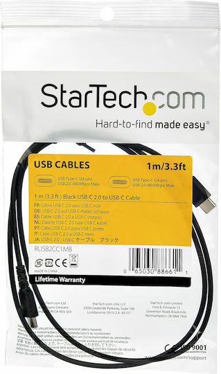StarTech USB 2.0 Cable USB-C male - USB-A 60W Black 1m (RUSB2AC1MB)
