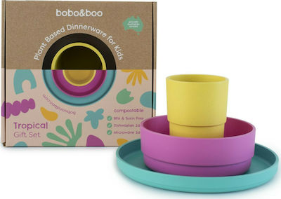 Bobo & boo Feeding Set Tropical made of Bamboo Multicolour 3pcs