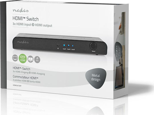 Nedis 3 Inputs/1 Output 4K2K@60Hz HDMI Switch VSWI3473AT