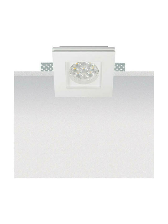 Zambelis Lights Square Plaster Recessed Spot with Socket GU10 White 10x10cm.