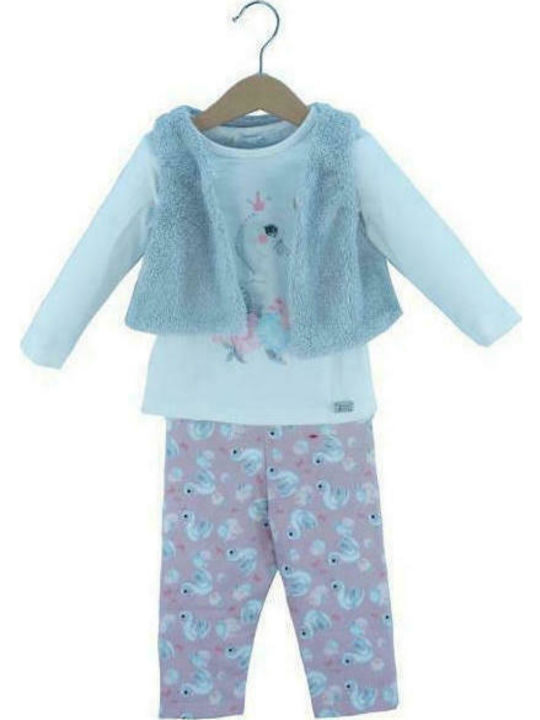 Εβίτα Kinder Set mit Leggings & Jacke Winter 3Stück Weiß