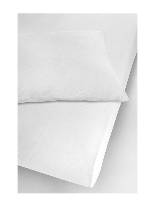 La Luna Jersey White Σεντόνι Υπέρδιπλο με Λάστιχο 160x200+30εκ. Λευκό