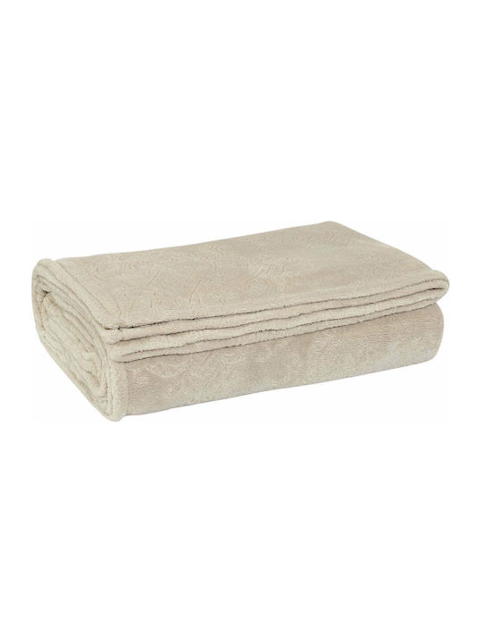 Das Home 0454 Κουβέρτα Fleece Υπέρδιπλη 220x240εκ. Μπεζ