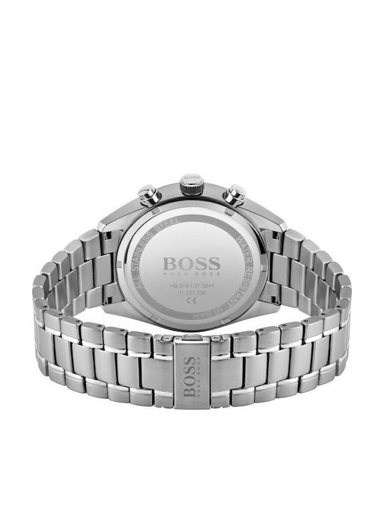 Boss Champion Ανδρικό Ρολόι 44mm Χρονογράφος Μπαταρίας με Ασημί Μεταλλικό Μπρασελέ