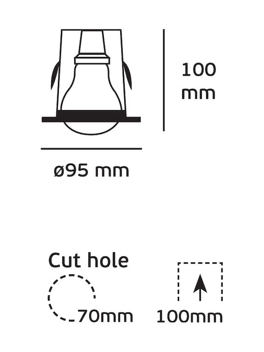 VK Lighting Rotund Metalic Spot Încorporat cu Soclu E14 R50 Alb 9.5x9.5cm. 1buc