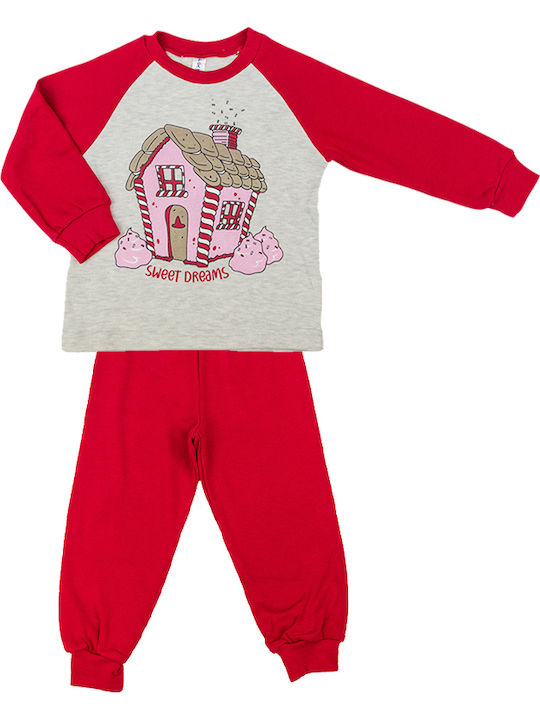 Dreams by Joyce Set Top & Bottom Kids Winter Pyjamas Red