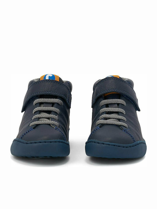 Peu Touring Anatomical Leather Kids Boots with Laces Navy Blue