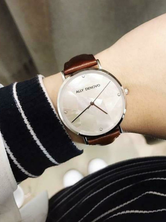 Gaia Pearl Women's Watch with Burgundy Leather Strap
