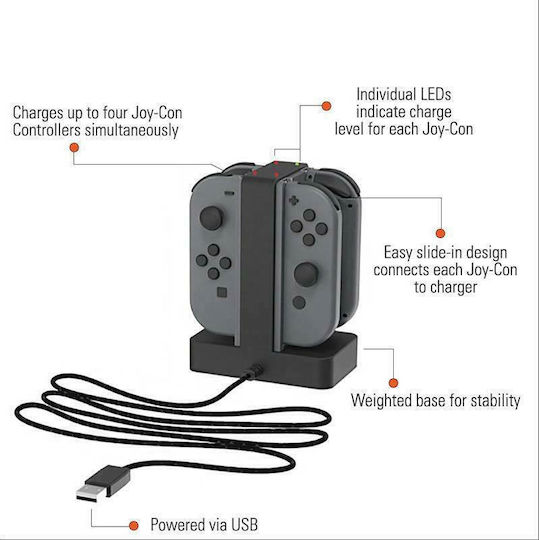 PowerA Joy-Con & Pro Controller Charging Dock Charging Station for 4 controllers Switch Black