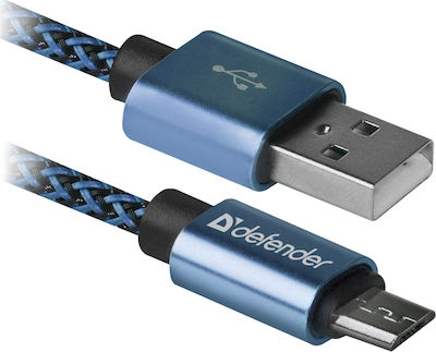 Defender Braided USB 2.0 to micro USB Cable Μπλε 1m (87805)