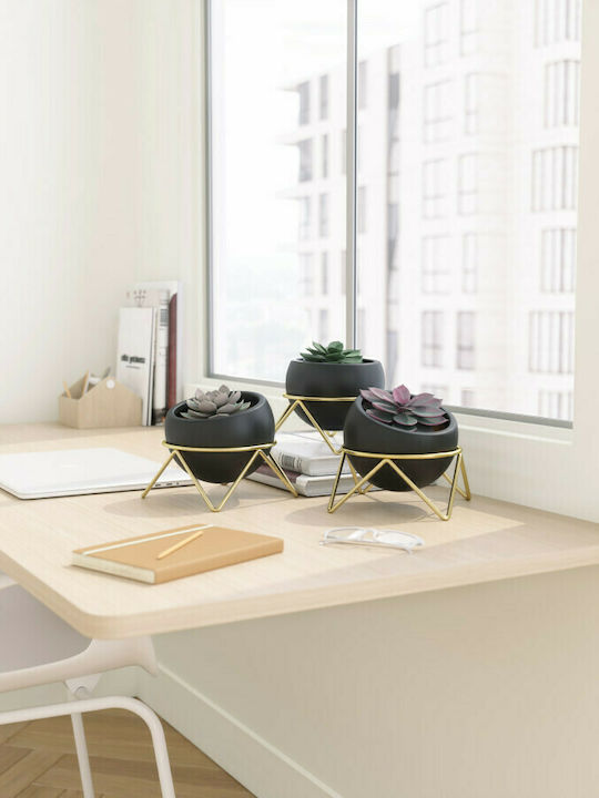 Umbra Potsy Planter Ceramic Black with Stand 15x15x10cm.