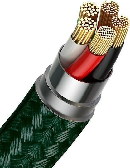 Baseus Zinc Плетена / Магнитно отделяемо USB-A към Lightning кабел Зелен 1м (CALXC-K06)