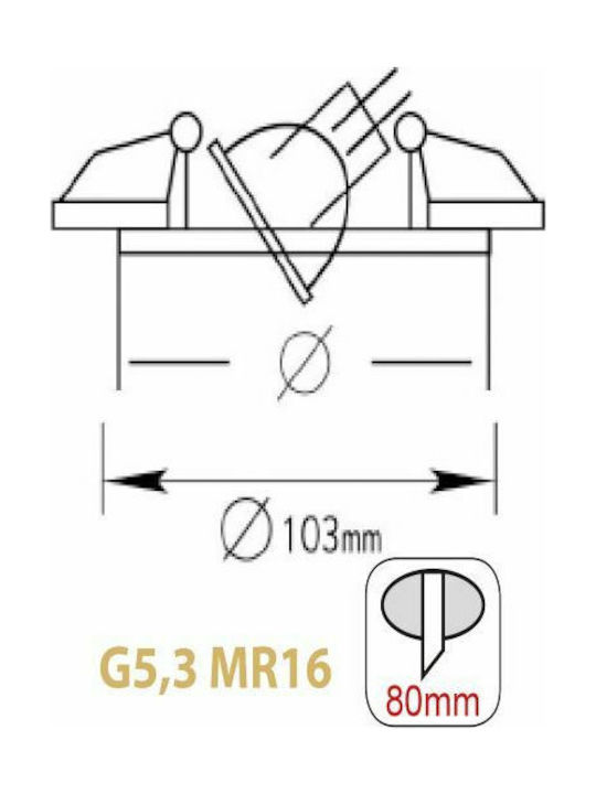 Aca Rund Metallisch Einbau Spot mit Fassung G5.3 MR16 verstellbar Schwarz 10.3x10.3cm.