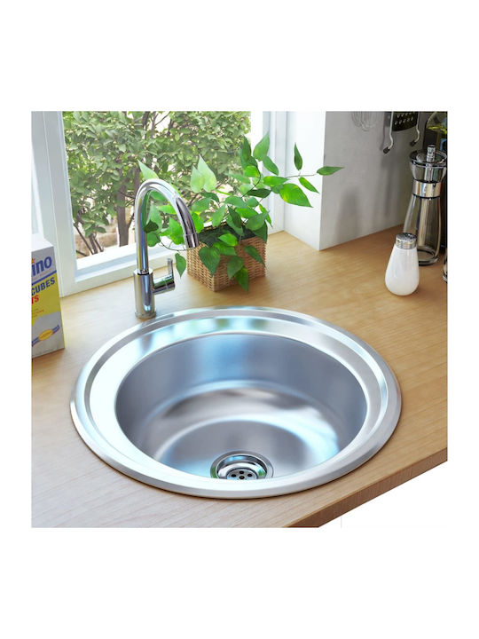 vidaXL Ένθετος Νεροχύτης Inox Brushed Μ48xΠ48cm Ασημί