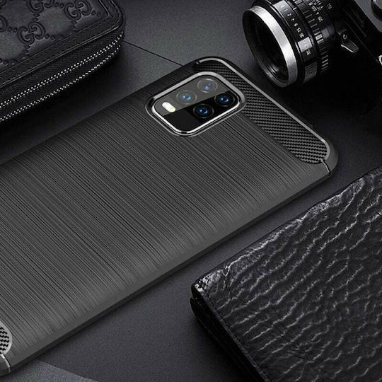 Hurtel Carbon Fiber Back Cover Σιλικόνης Μαύρο (Xiaomi Mi 10 Lite)