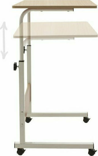 Desk Piper Wooden Natural-White with Metal Legs & Adjustable Height 60x40x69cm