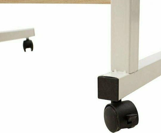 Desk Piper Wooden Natural-White with Metal Legs & Adjustable Height 60x40x69cm