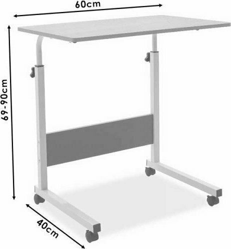 Desk Piper Wooden Natural-White with Metal Legs & Adjustable Height 60x40x69cm