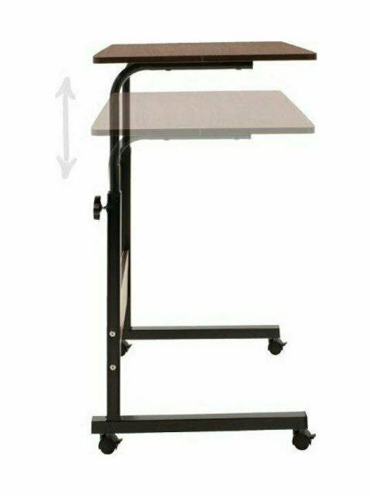 Desk Piper Wooden Walnut-Black with Metal Legs & Adjustable Height 60x40x69cm