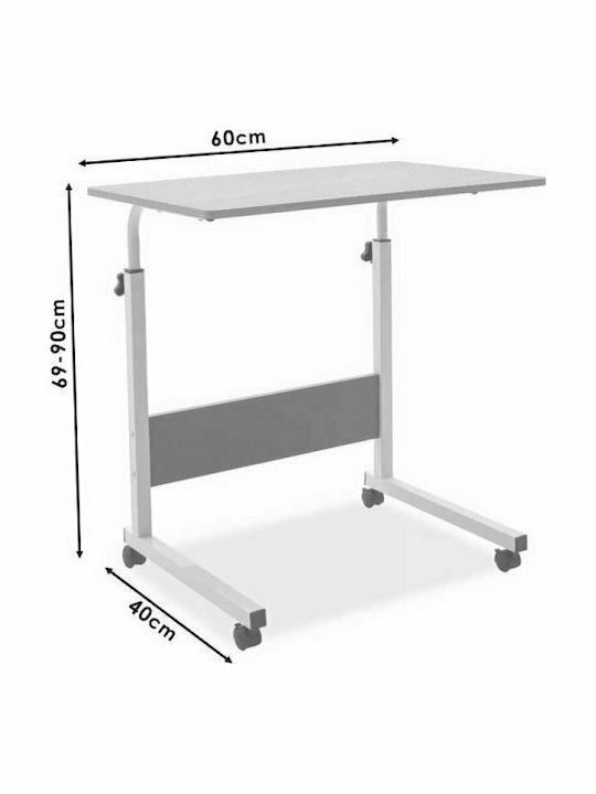 Desk Piper Wooden Walnut-Black with Metal Legs & Adjustable Height 60x40x69cm