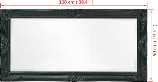 vidaXL Oglindă de Perete cu Negru Ramă din Lemn 100x50cm 1buc
