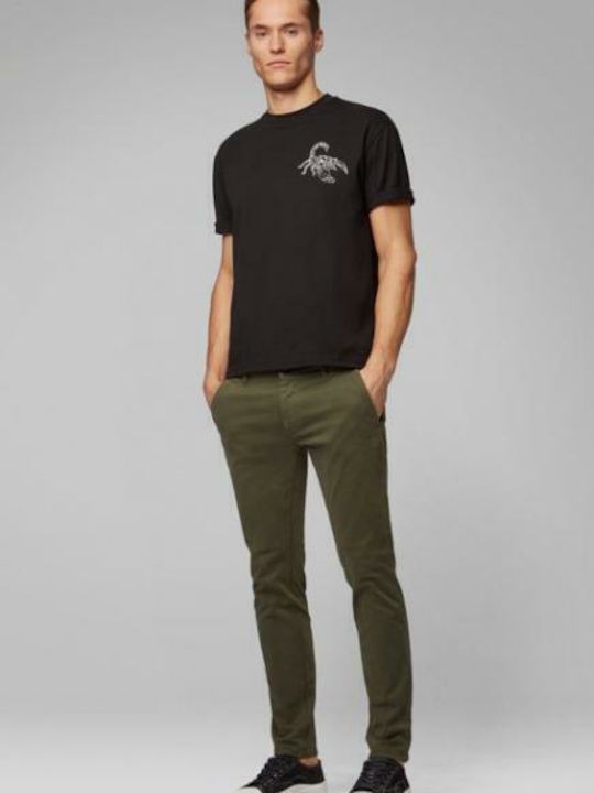 Trousers Chino Elastic in Slim Fit Khaki