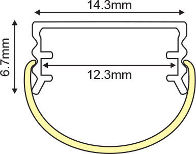 Aca Cruz External Aluminum Profile for LED Strip with Opal Cover 200x1.4x0.6cm