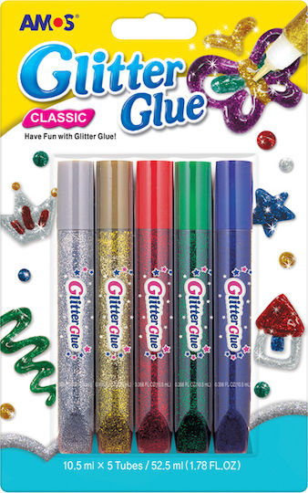 Amos Kleber Glitter Mehrfarbig 10.5ml Set 5Stück