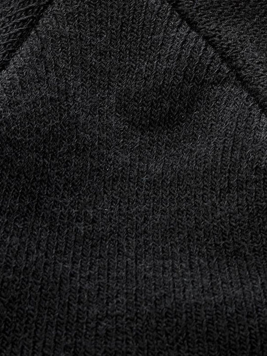 Outline Beanie Beanie with Rib Knit in Black color