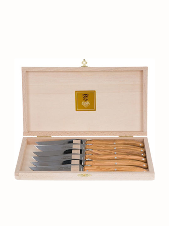 Claude Dozorme Laguiole De Table Olive Wood Μαχαίρια Steak από Ανοξείδωτο Ατσάλι 6τμχ