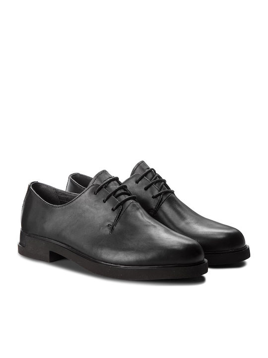 Iman Δερμάτινα Γυναικεία Oxfords σε Μαύρο Χρώμα