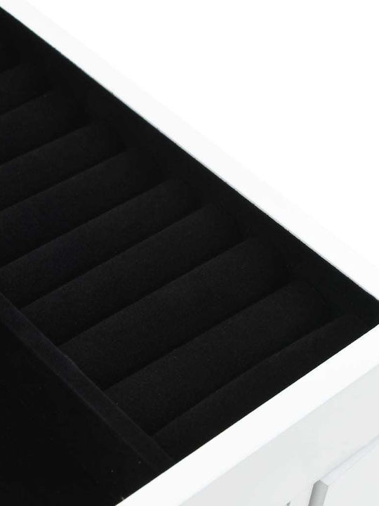 vidaXL Wooden Jewellery Box with Drawer & Mirror White 27x20x57cm