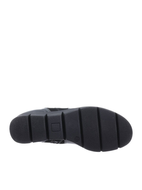 Leder Stiefeletten Damen Schwarz