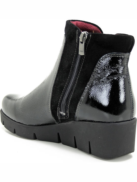 Leder Stiefeletten Damen Schwarz
