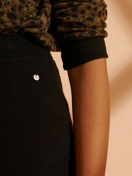 Ottoman Pencil High-waisted Midi Skirt Black