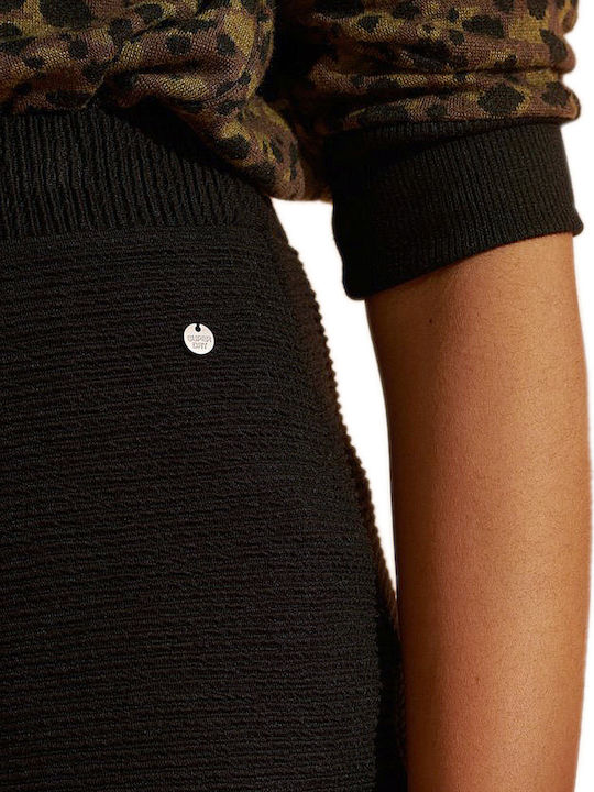 Ottoman Pencil High-waisted Midi Skirt Black