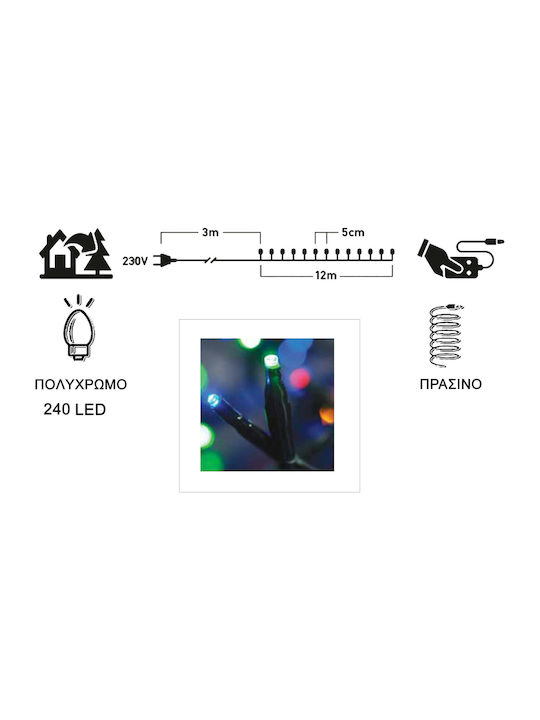 240 Lights LED 12m. Multicolor in String 1pcs