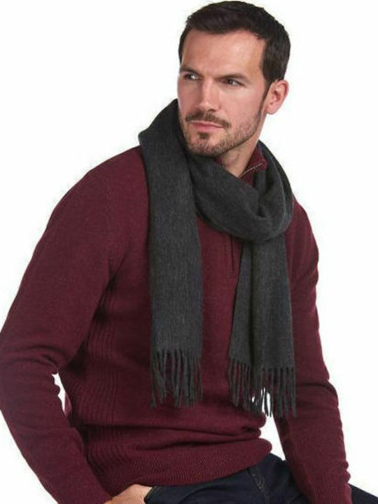 Plain Lambswool Men's Wool Scarf Gray