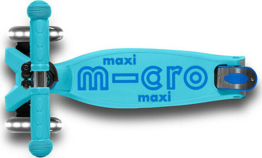 Micro Παιδικό Πατίνι Αναδιπλούμενο Maxi Deluxe Foldable LED Τρίτροχο για 5+ Ετών Μπλε