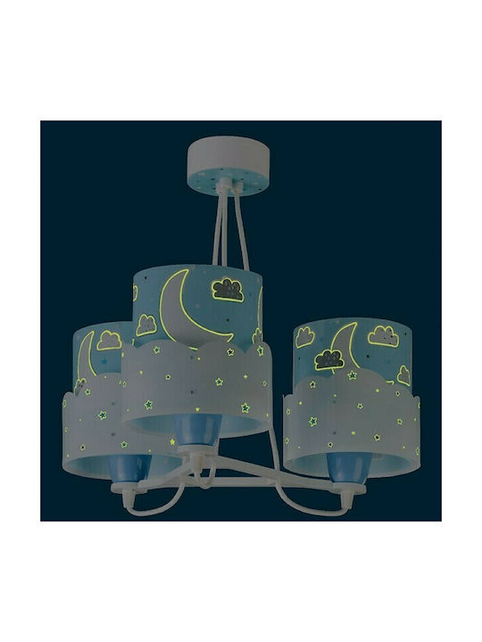 Ango Moon Multi Bulbs Kids Lighting Pendant of Plastic 23W with Drive Size E27 Blue