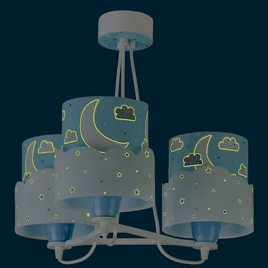 Ango Moon Kronleuchter Kinderdeckenleuchte Deckenleuchte 23W mit Fassung E27 Blue