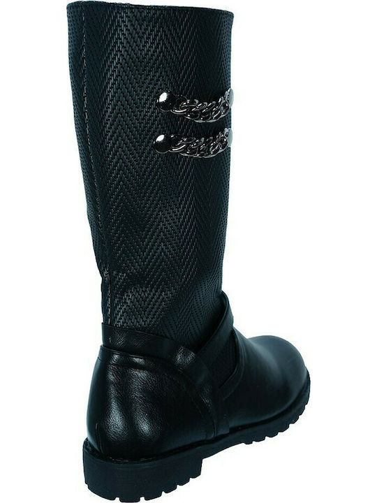 Lederne Kinderstiefel mit Reißverschluss Schwarze